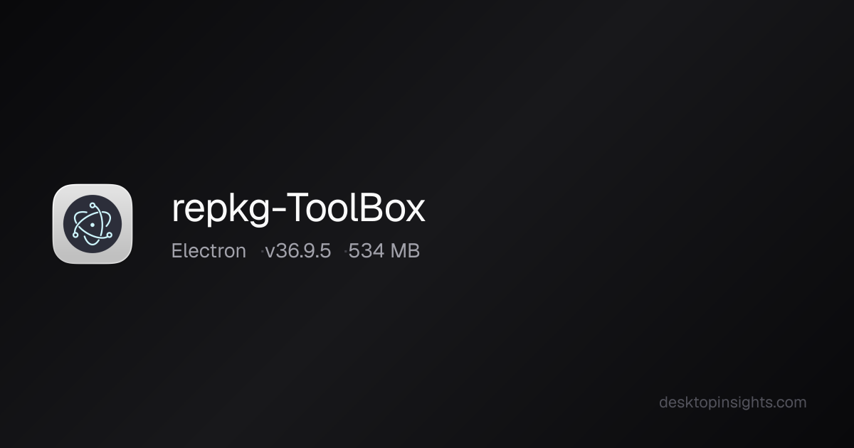 Desktop Insights: Repkg-ToolBox — Runtime, SDKs, Size, Platform